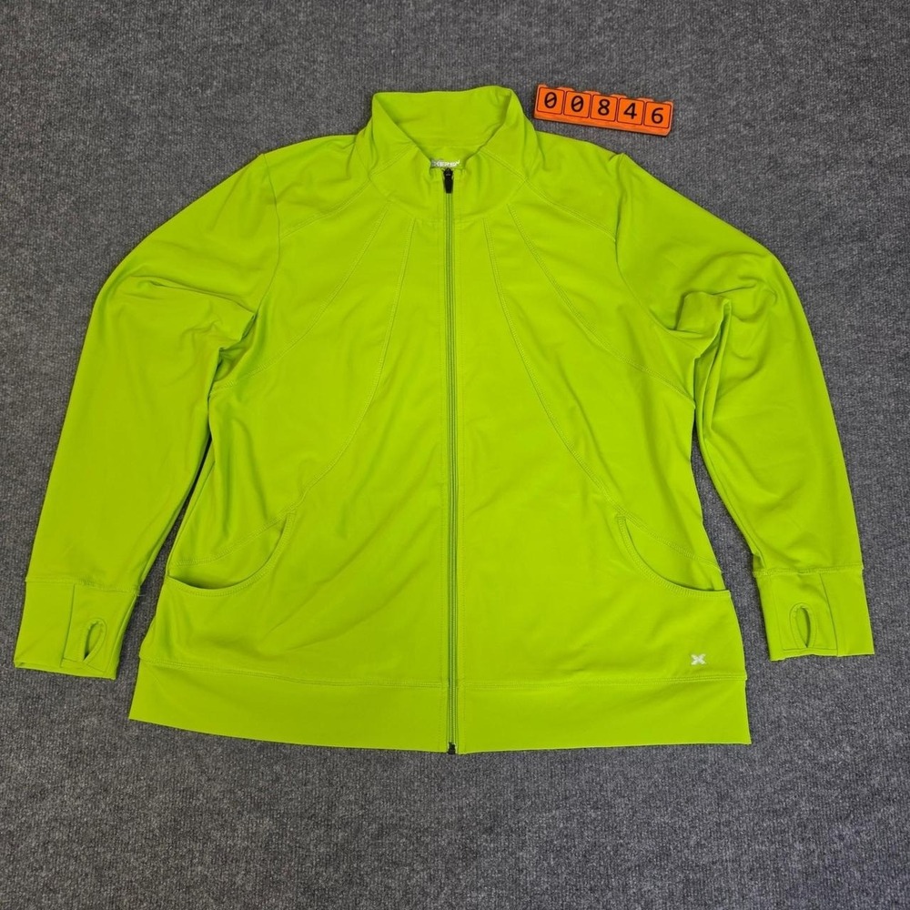 Xersion Women's Neon Green Zip Up Athletic Jacket Size XL